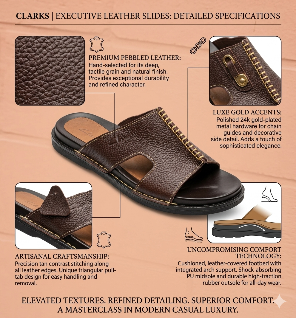 Clarks Executive Leather Slides - Image 2