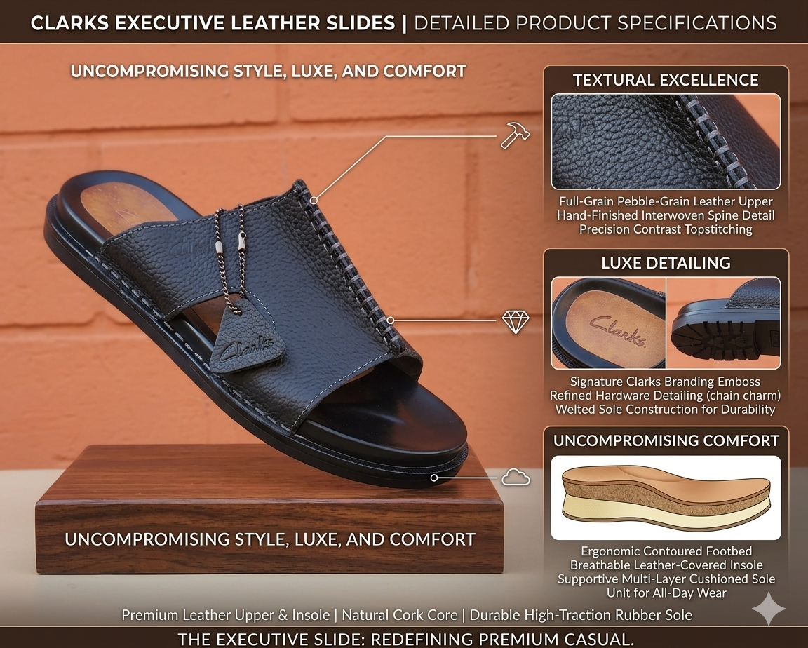 Clarks Executive Leather Slides - Image 3