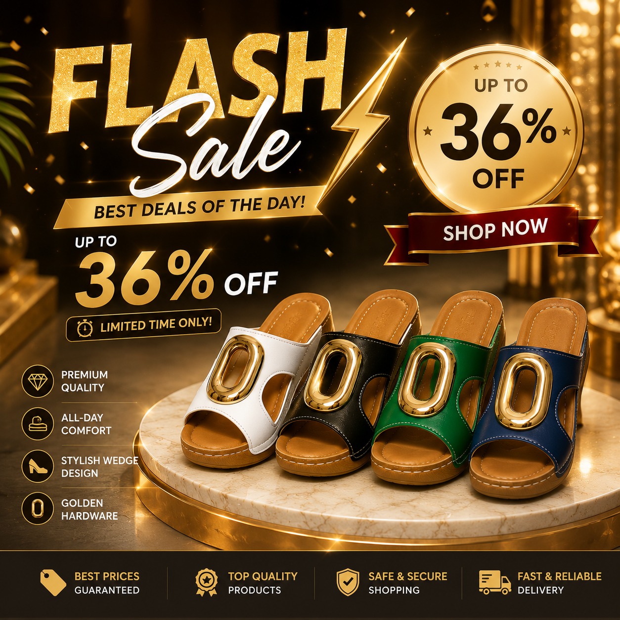 Golden Aura Comfort Wedges ✨ - Image 14