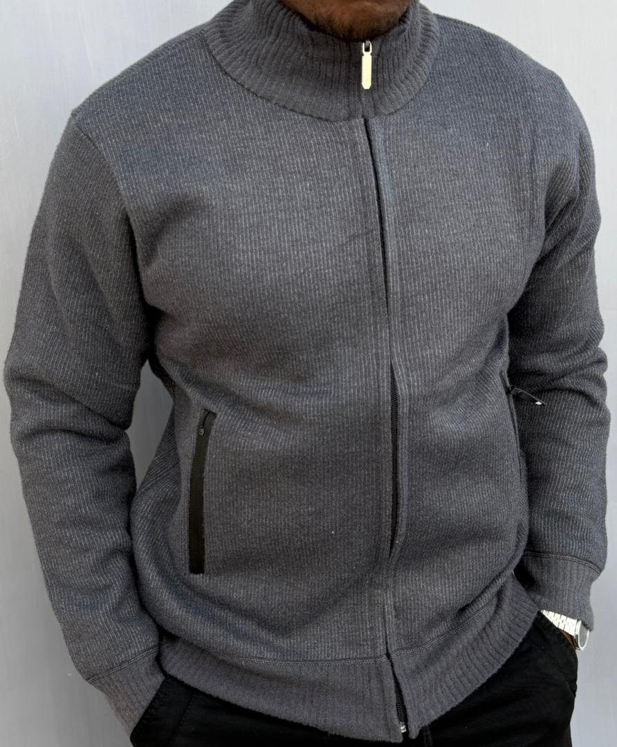 TITAN LUXE™ Executive Ribbed Knit Zip Jacket - Image 9