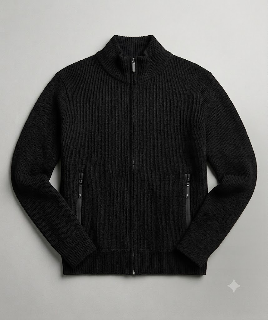 TITAN LUXE™ Executive Ribbed Knit Zip Jacket - Image 7