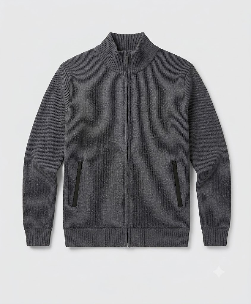 TITAN LUXE™ Executive Ribbed Knit Zip Jacket - Image 6