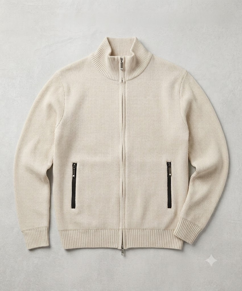 TITAN LUXE™ Executive Ribbed Knit Zip Jacket - Image 5
