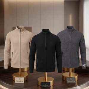 TITAN LUXE™ Executive Ribbed Knit Zip Jacket
