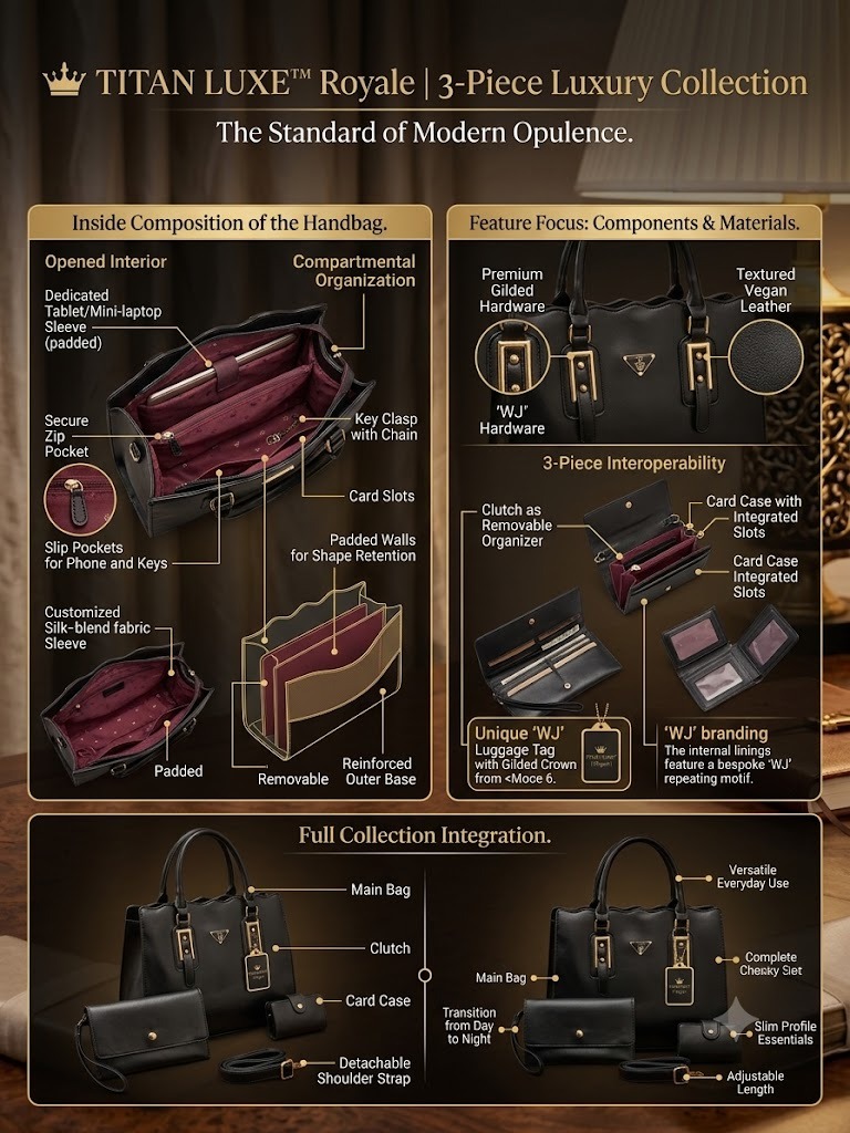 👑 TITAN LUXE™ Royale 3-Piece Luxury Handbag Set - Image 10