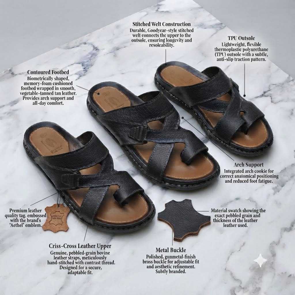 👑 CLERIX™ Premium Leather Comfort Sandals - Image 5