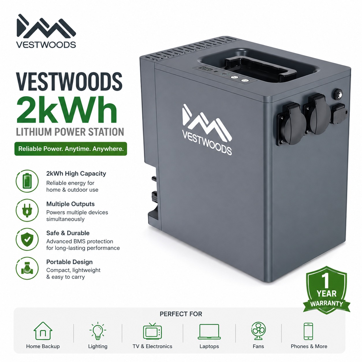 PowerNestβ’ 2kWh & 1kWh Lithium Home Backup Power Station ππ - Image 2